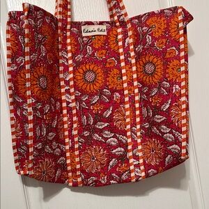 Floral Tote Bag - Red and Orange